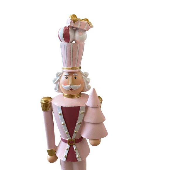 Balsam & Fir PINK GOLD NUTCRACKER Soldier Figurine 18in Christmas Holiday NEW - Picture 2 of 16